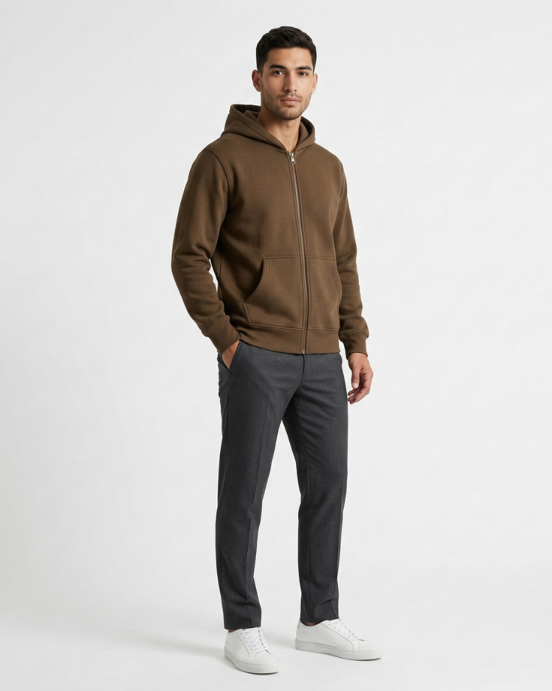 Amir Cardigan Homme Zippé à Capuche – Coupe Ample, Tissu Respirant, Style Urbain