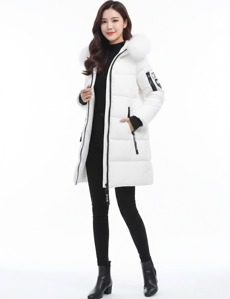 Andrea Doudoune Longue Femme – Design Matelassé, Capuche Fausse Fourrure & Style Urbain