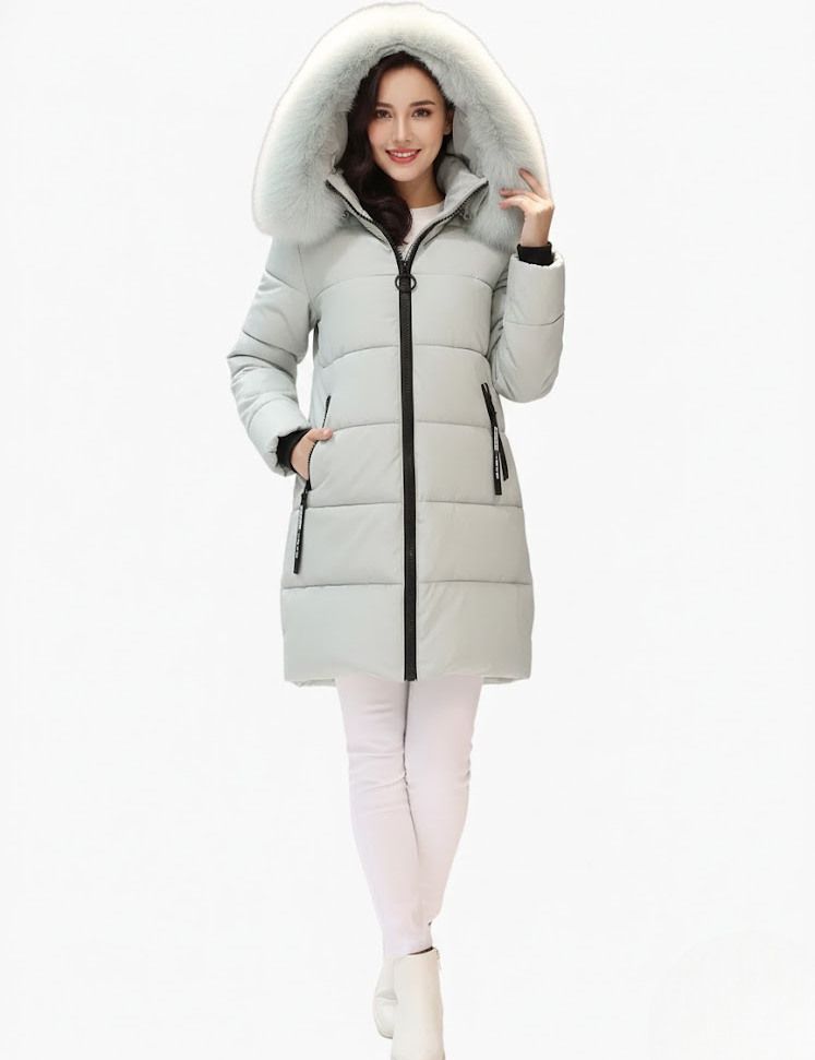 Andrea Doudoune Longue Femme – Design Matelassé, Capuche Fausse Fourrure & Style Urbain