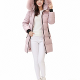 Andrea Doudoune Longue Femme – Design Matelassé, Capuche Fausse Fourrure & Style Urbain