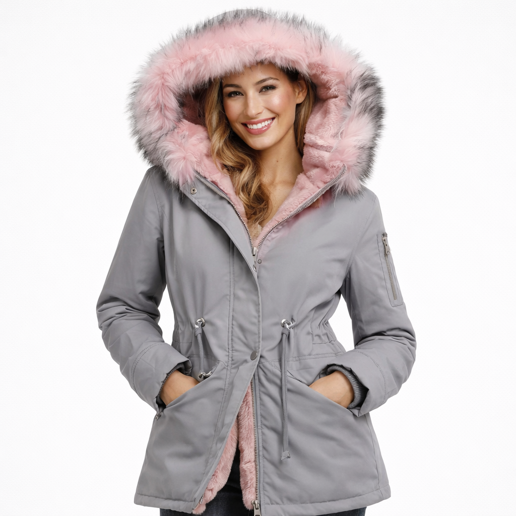 Angelica Parka d’Hiver Femme – Coupe Mi-Longue, Capuche Fausse Fourrure & Style Urbain