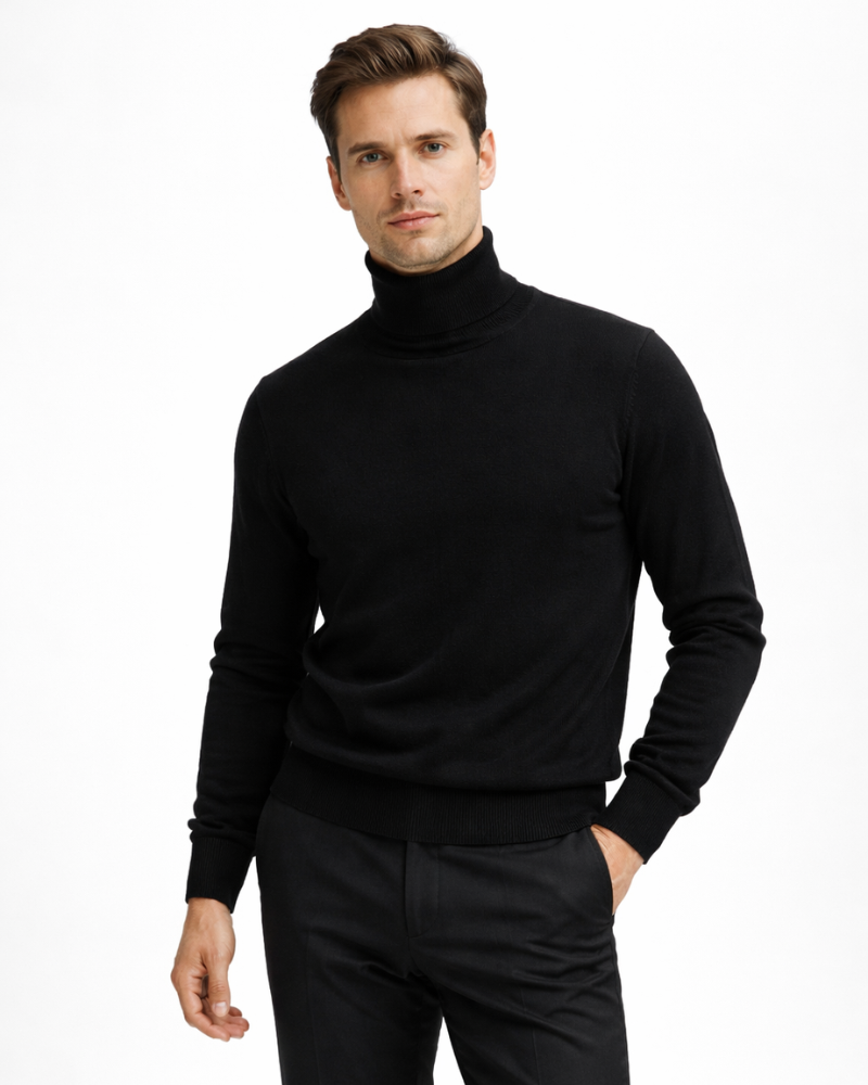 Antoine Pull Homme Col Roulé Épais – Doublure Laine, Velours Chaud, Coupe Décontractée