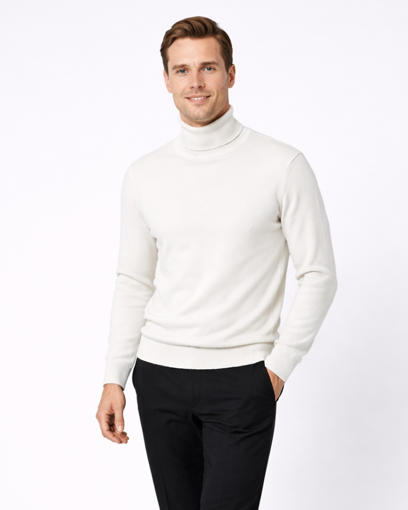 Antoine Pull Homme Col Roulé Épais – Doublure Laine, Velours Chaud, Coupe Décontractée