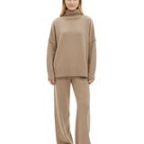 Aria Ensemble Loungewear Femme – Set Tricot Doux à Col Montant & Pantalon Large