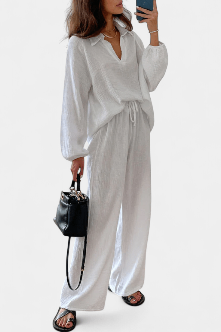 Charline - Ensemble haut ample à manches longues & pantalon large