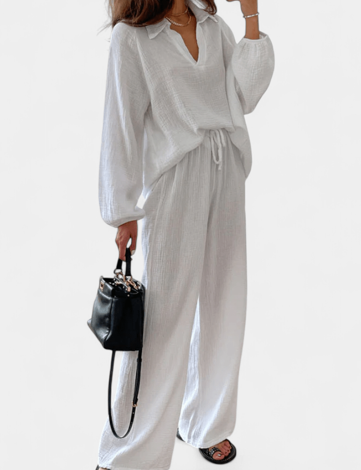 Charline - Ensemble haut ample à manches longues & pantalon large