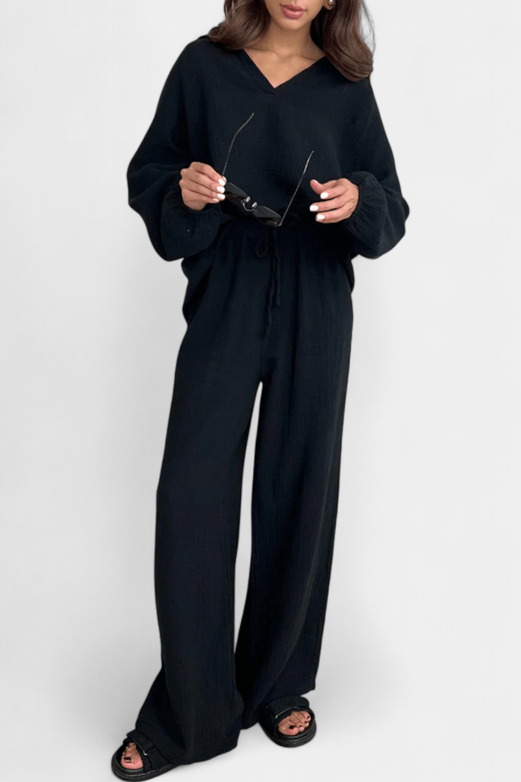 Charline - Ensemble haut ample à manches longues & pantalon large