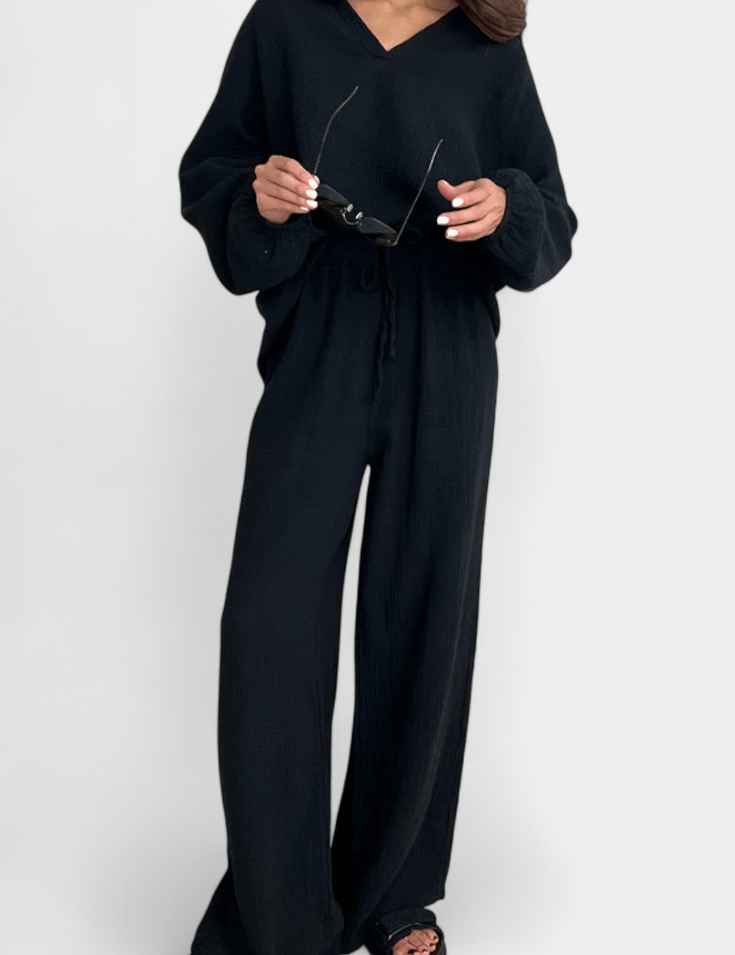 Charline - Ensemble haut ample à manches longues & pantalon large