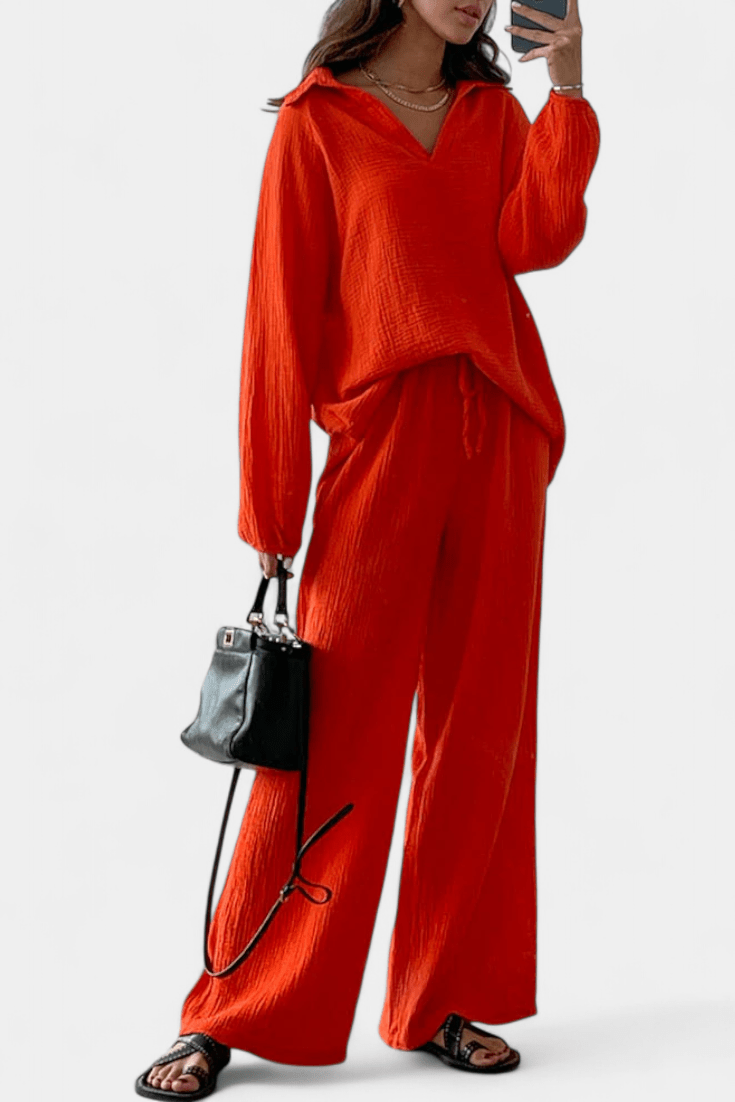 Charline - Ensemble haut ample à manches longues & pantalon large