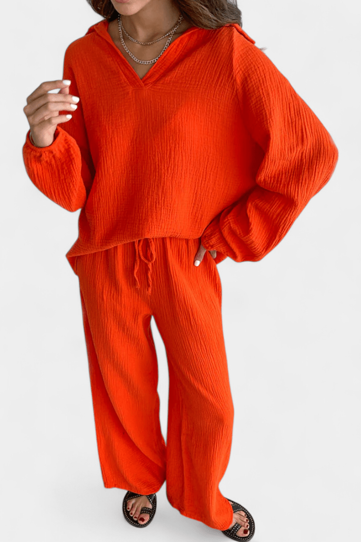 Charline - Ensemble haut ample à manches longues & pantalon large