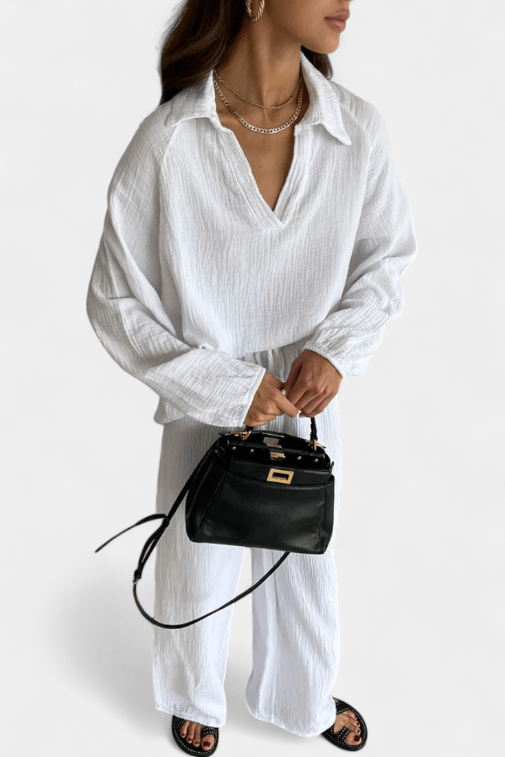 Charline - Ensemble haut ample à manches longues & pantalon large
