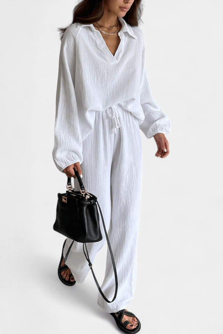 Charline - Ensemble haut ample à manches longues & pantalon large