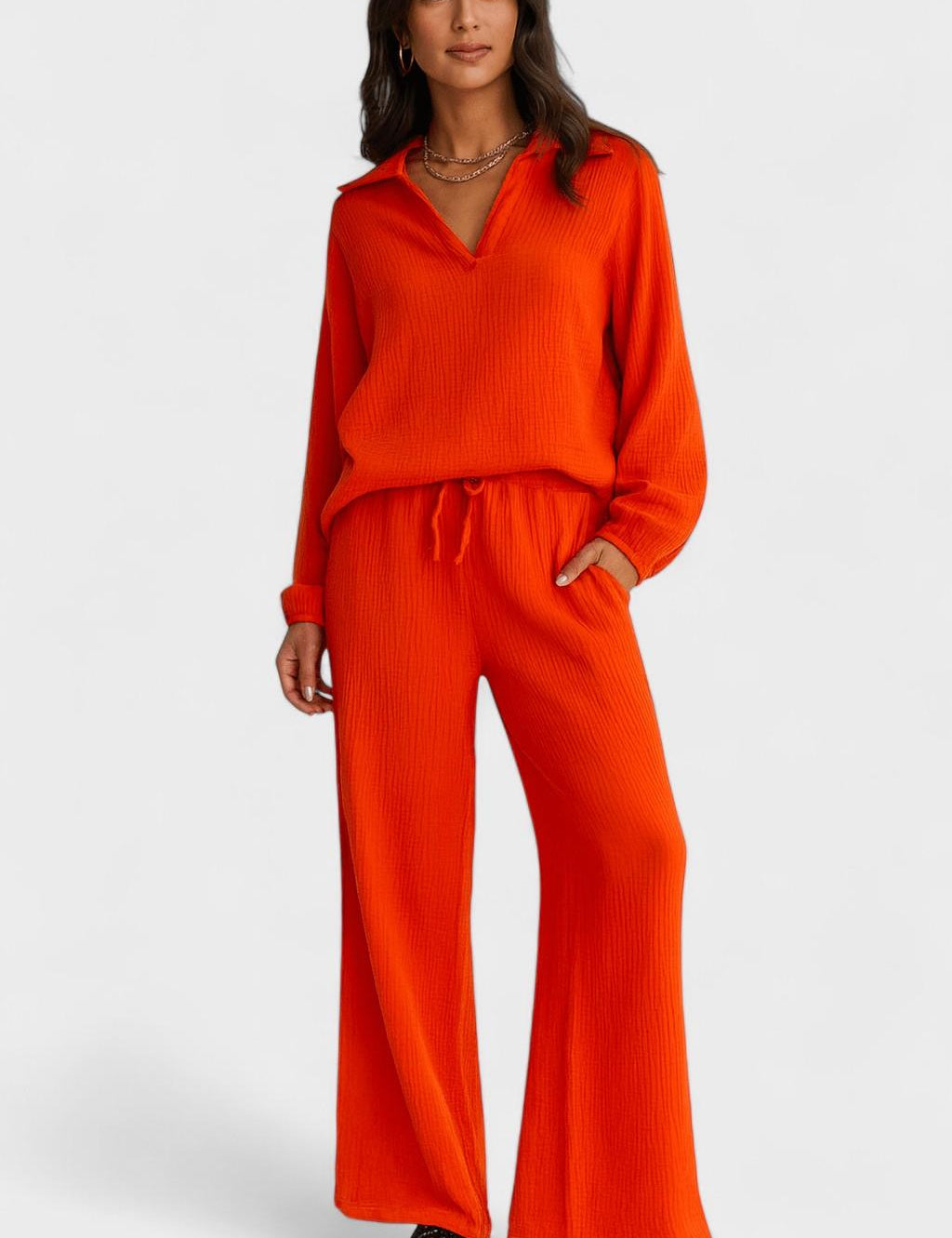 Charline - Ensemble haut ample à manches longues & pantalon large