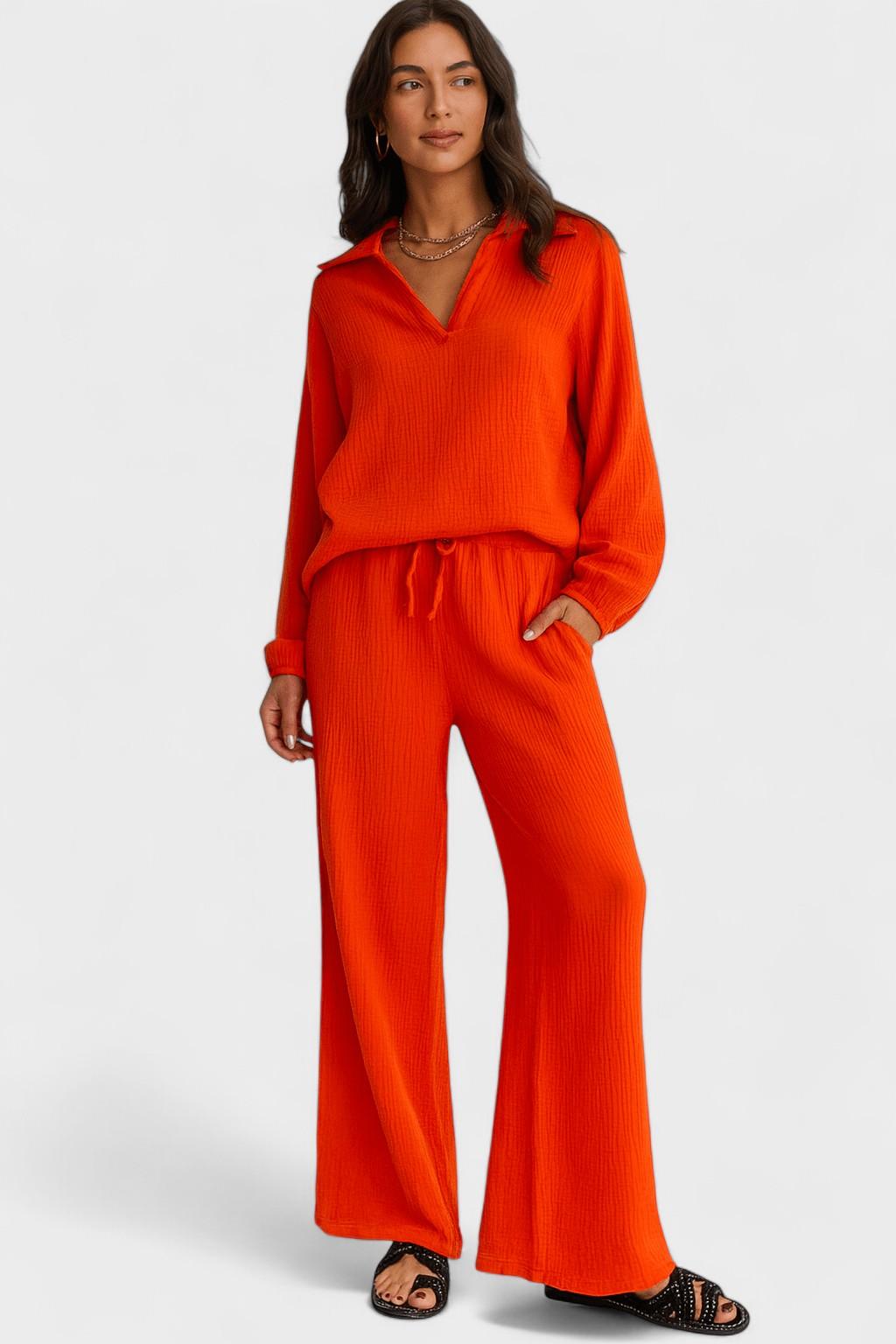 Charline - Ensemble haut ample à manches longues & pantalon large