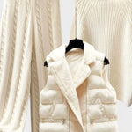 Léonie - Ensemble pull torsadé, gilet matelassé & pantalon