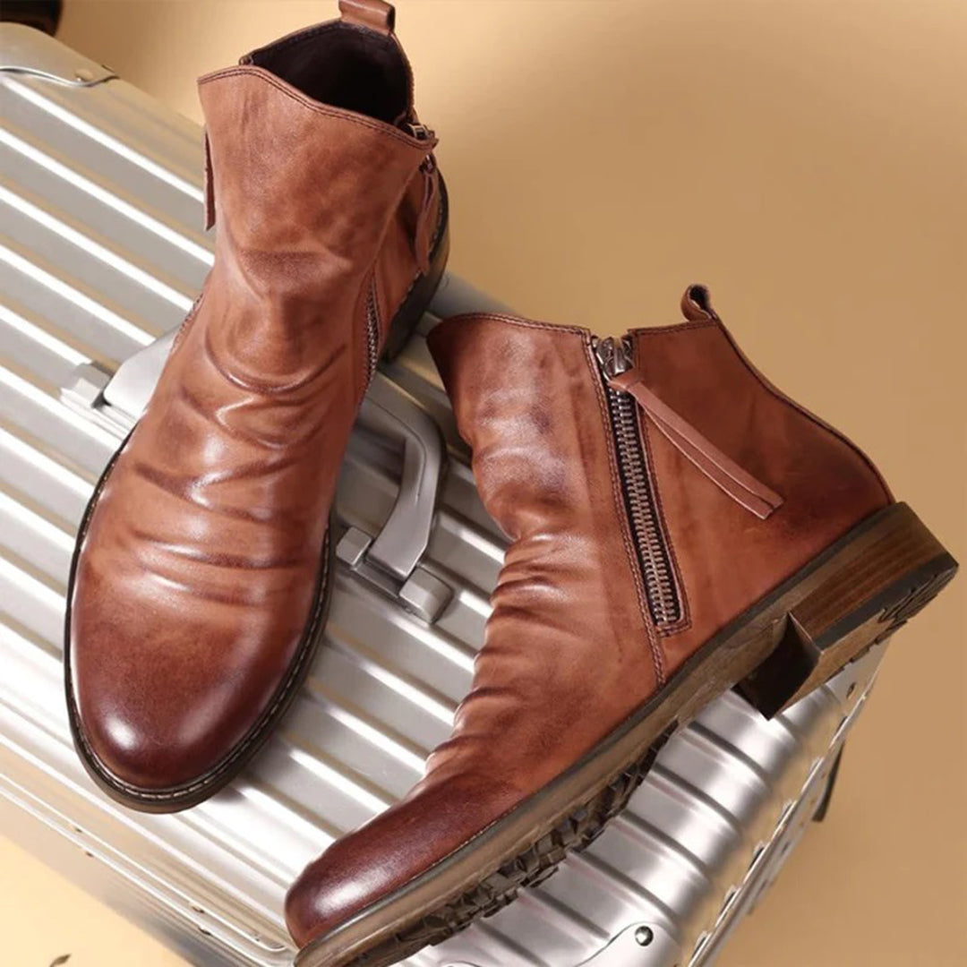 Marcos Bottines Homme – Boots à Talon Bas avec Fermeture Zippée Élégante