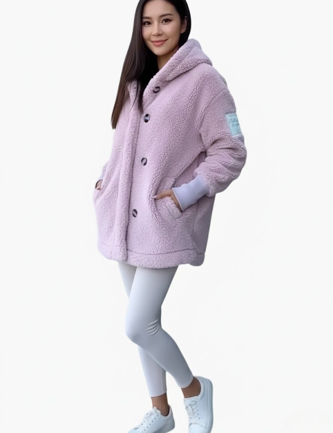 Audrey Manteau à Capuche Peluche Femme – Coupe Oversize, Style Cocooning & Chaleur Hiver