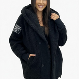 Audrey Manteau à Capuche Peluche Femme – Coupe Oversize, Style Cocooning & Chaleur Hiver