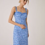 Robe Bohème Femme Chloe – Robe Midi de Vacances avec Imprimé Fleuri & Bretelles Cami