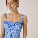 Robe Bohème Femme Chloe – Robe Midi de Vacances avec Imprimé Fleuri & Bretelles Cami