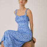 Robe Bohème Femme Chloe – Robe Midi de Vacances avec Imprimé Fleuri & Bretelles Cami