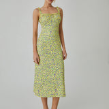 Robe Bohème Femme Chloe – Robe Midi de Vacances avec Imprimé Fleuri & Bretelles Cami