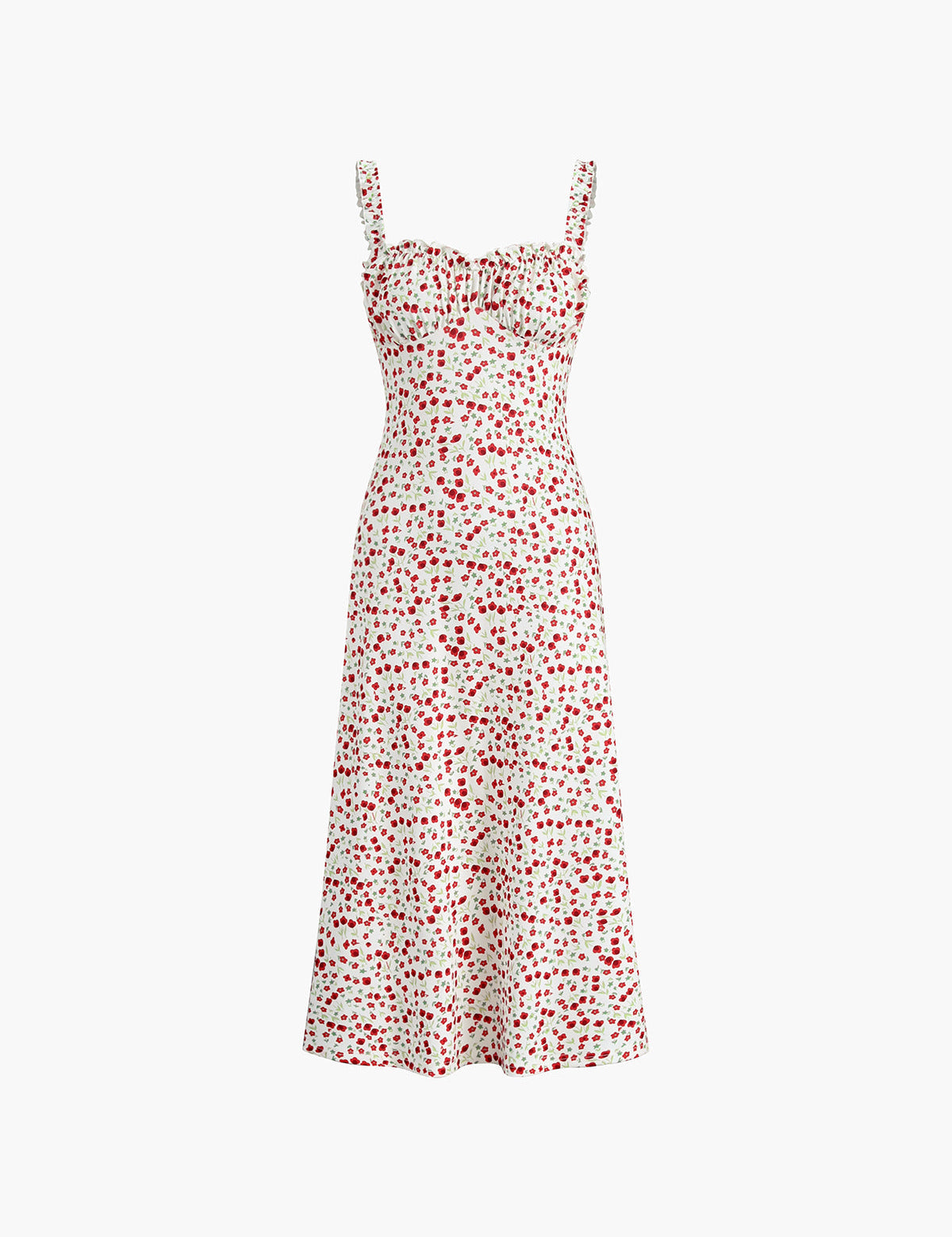 Robe Bohème Femme Chloe – Robe Midi de Vacances avec Imprimé Fleuri & Bretelles Cami