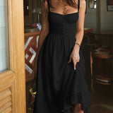 Robe Midi Femme Charlie – Élégante Robe Cami avec Ourlet à Volants & Coupe Élancée