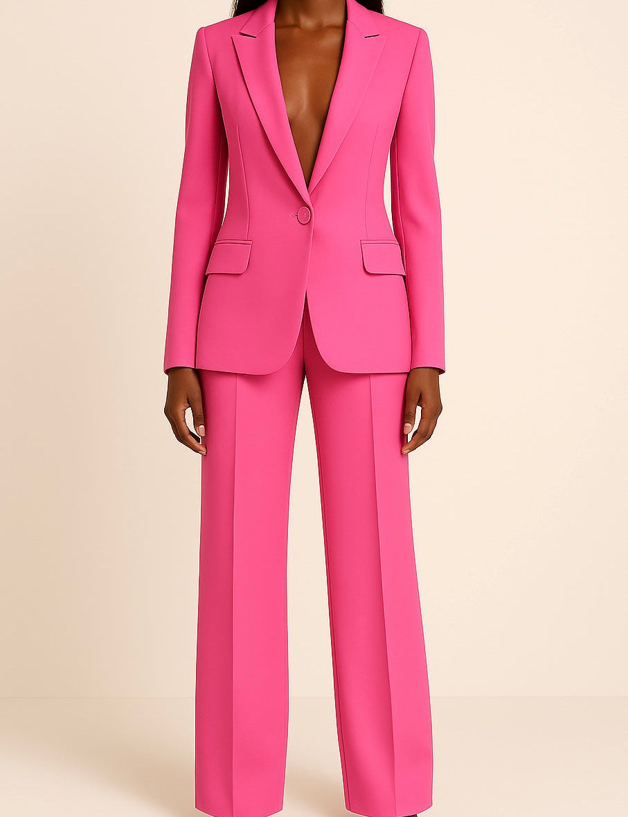 Lyla Ensemble Femme – Tailleur Pantalon Satiné Élégant à Coupe Ample & Style Moderne