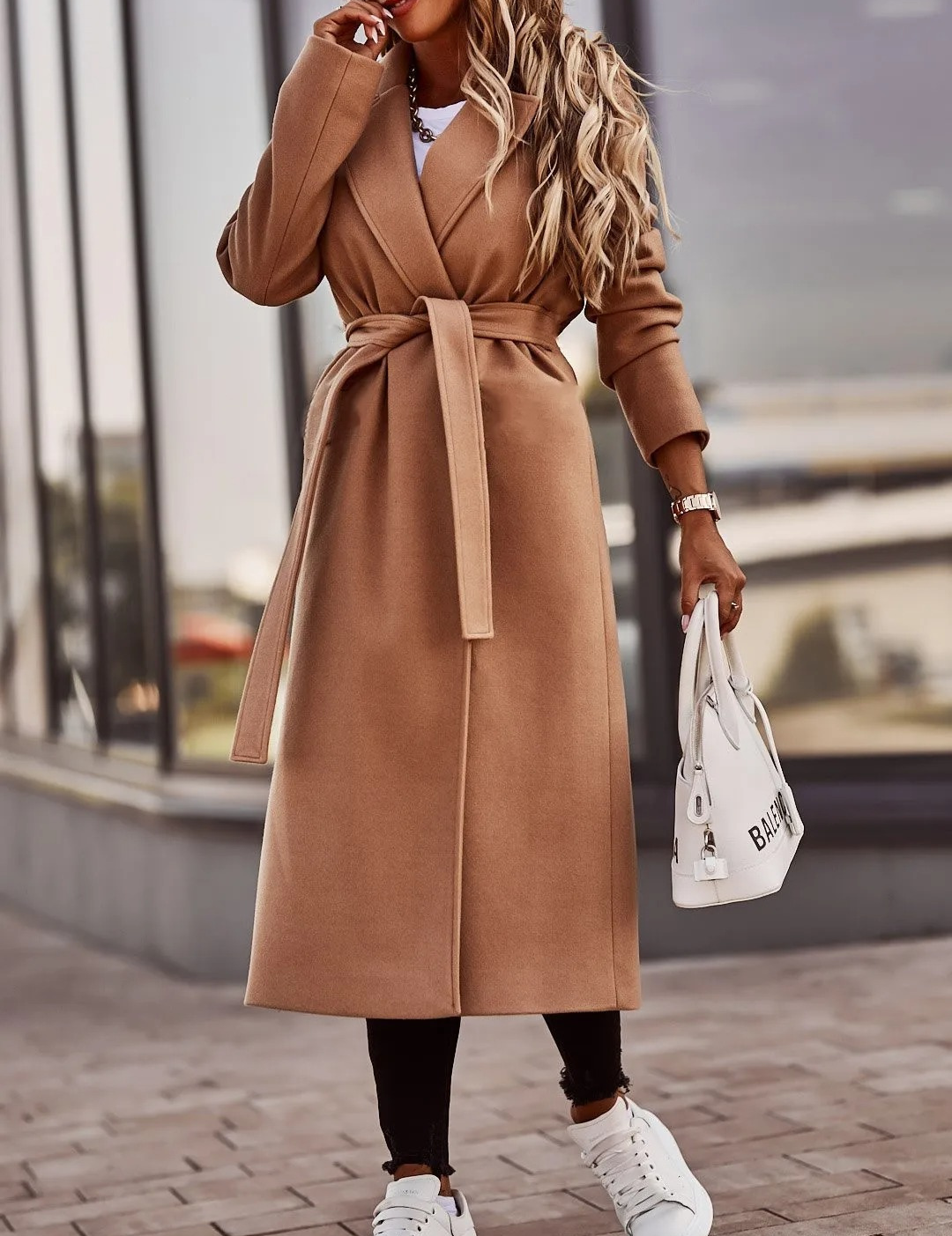 Novi Manteau Femme en Laine – Coupe Cache-Cœur Élégante avec Ceinture & Style Intemporel