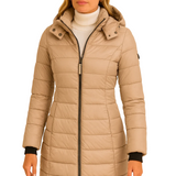 Resee Manteau Long Matelassé Femme à Capuche – Coupe Cintrée & Chaleur Élégante