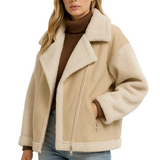 Merly Manteau Femme Effet Shearling – Doublure Teddy & Coupe Oversize Élégante