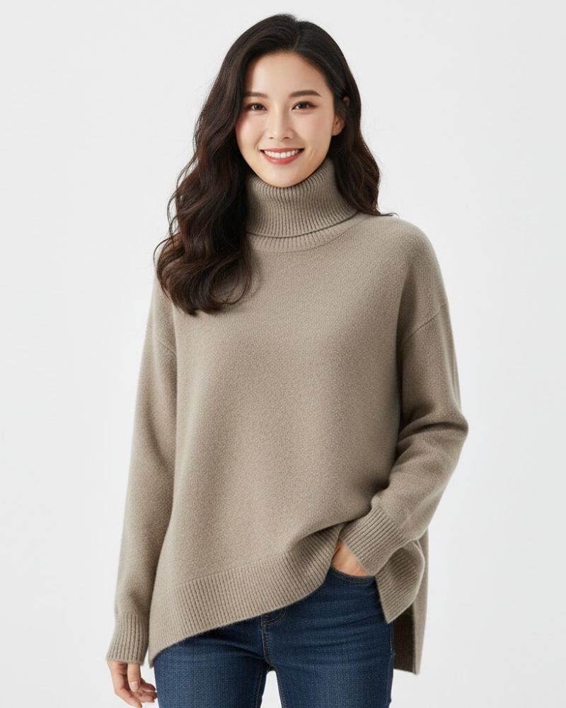 Bellatrix Pull Col Roulé Femme en Cachemire – Maille Ajustée, Élégance Intemporelle