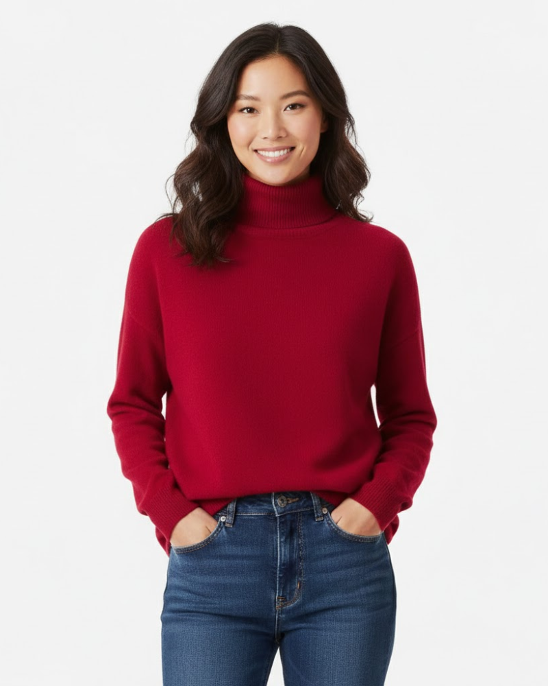 Bellatrix Pull Col Roulé Femme en Cachemire – Maille Ajustée, Élégance Intemporelle