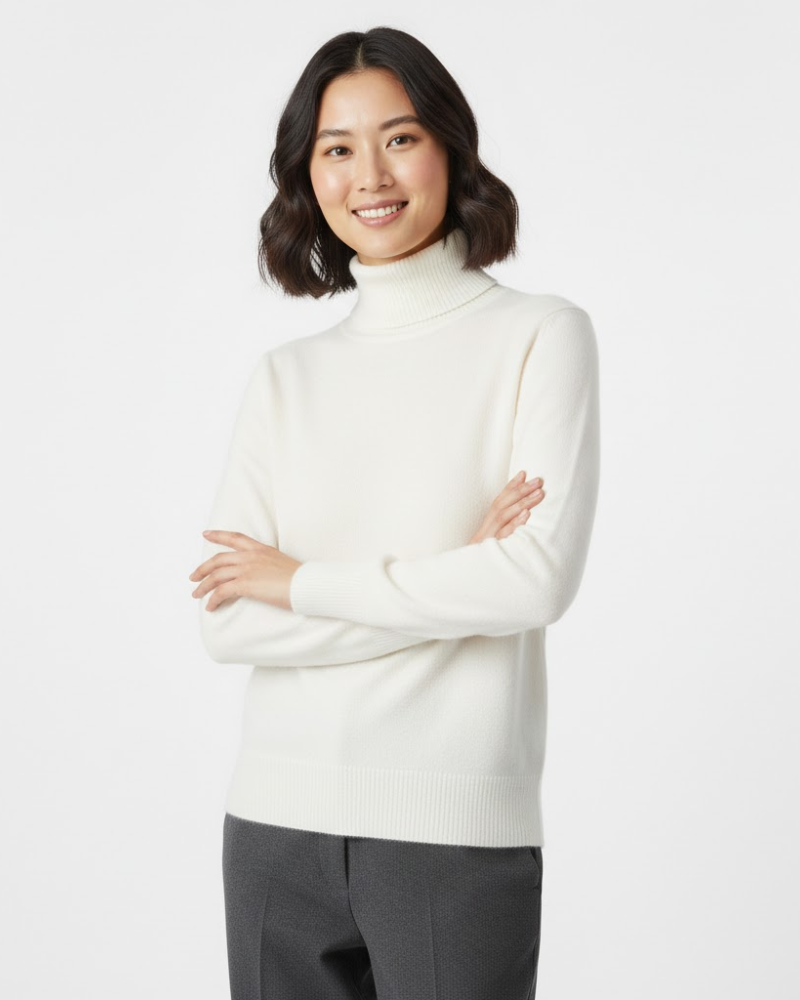 Bellatrix Pull Col Roulé Femme en Cachemire – Maille Ajustée, Élégance Intemporelle