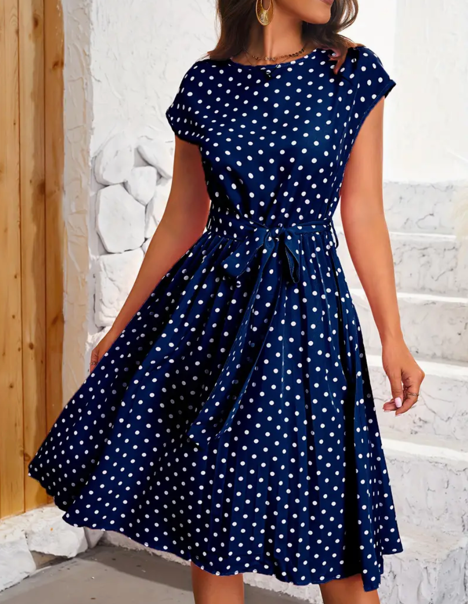 Robe d’Été Femme Thea – Robe Vintage à Pois avec Coupe Fluide & Élégance Intemporelle