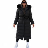 Eleva Manteau Long Femme – Veste Hiver Chaude Déperlante avec Capuche & Coupe Élégante