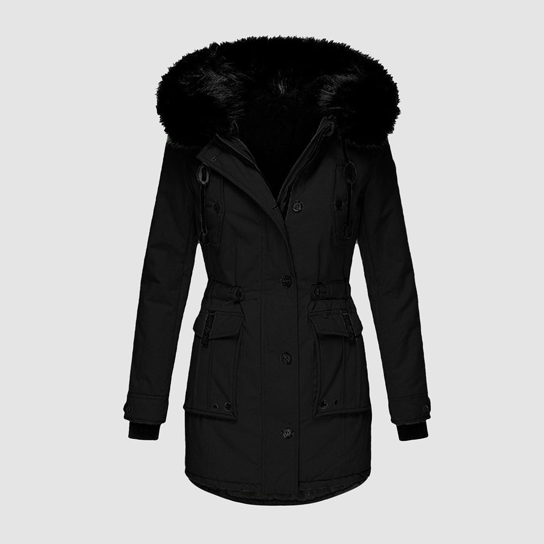 Nori Parka Femme Élégante – Manteau d’Hiver avec Capuche et Col en Fausse Fourrure