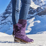 Juliana Bottes de Neige Femme – Bottes Mi-Hautes d’Hiver en Cuir PU Résistant & Semelle Robuste