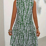 Hannie Robe Mini Imprimée Femme – Robe d’Été Sans Manches en Tissu Léger et Respirant