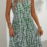 Hannie Robe Mini Imprimée Femme – Robe d’Été Sans Manches en Tissu Léger et Respirant