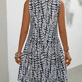 Hannie Robe Mini Imprimée Femme – Robe d’Été Sans Manches en Tissu Léger et Respirant