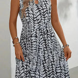 Hannie Robe Mini Imprimée Femme – Robe d’Été Sans Manches en Tissu Léger et Respirant