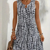 Hannie Robe Mini Imprimée Femme – Robe d’Été Sans Manches en Tissu Léger et Respirant