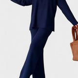 Angeline - Ensemble haut à col en V & pantalon large