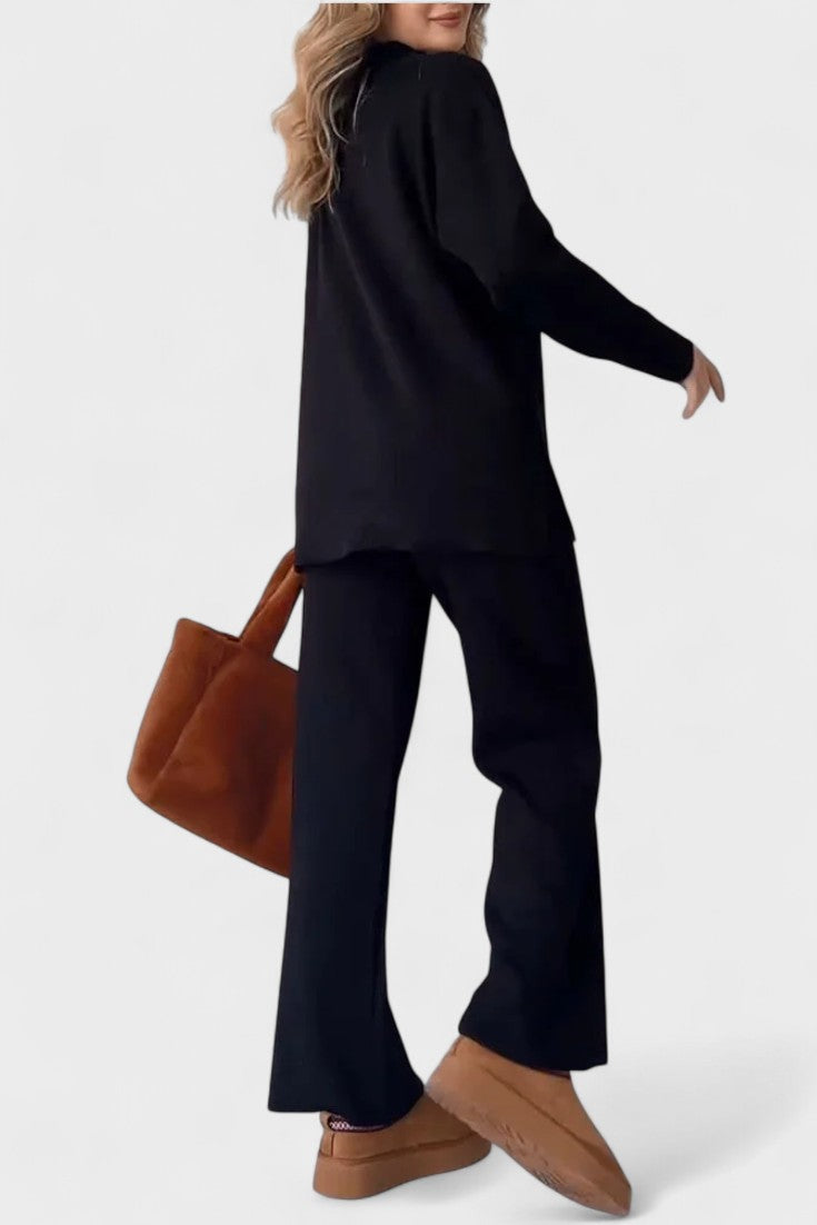 Angeline - Ensemble haut à col en V & pantalon large