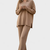 Angeline - Ensemble haut à col en V & pantalon large