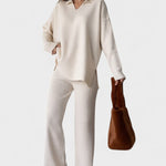 Angeline - Ensemble haut à col en V & pantalon large