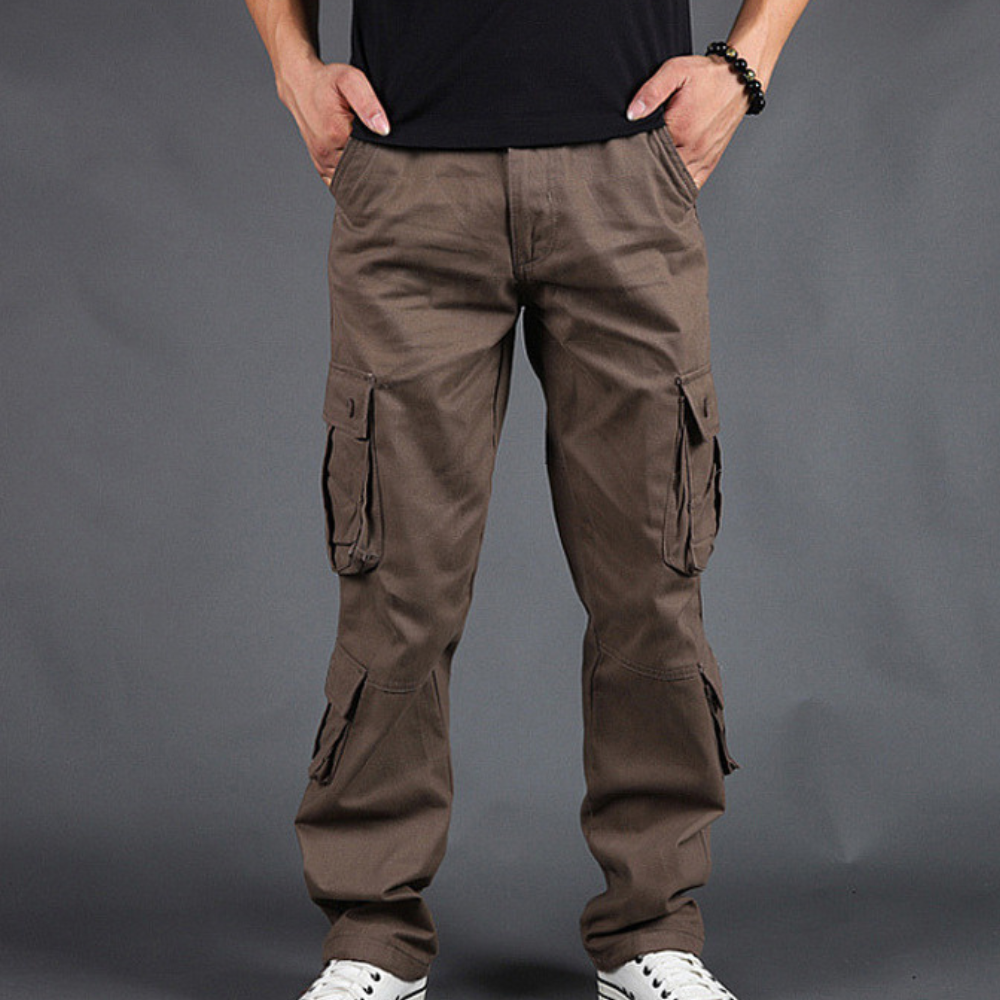 Loe Pantalon Cargo Homme en Coton – Coupe Droite, Poches Utilitaires & Style Robuste