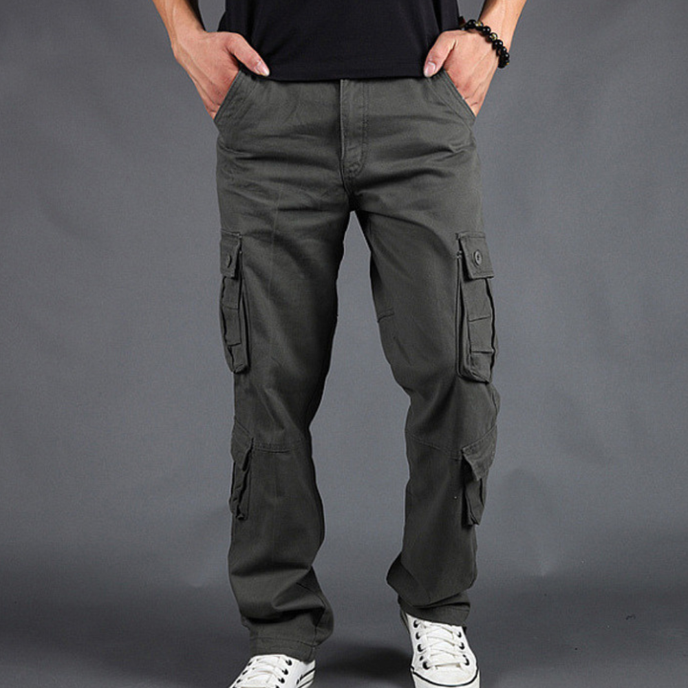 Loe Pantalon Cargo Homme en Coton – Coupe Droite, Poches Utilitaires & Style Robuste